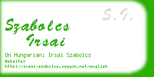 szabolcs irsai business card